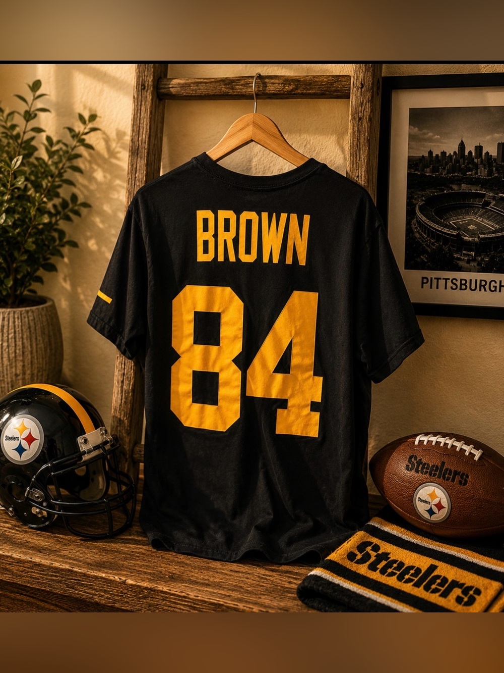 Antonio Brown 84 Pittsburgh Steelers Nike Black Dri-Fit Tee XXL